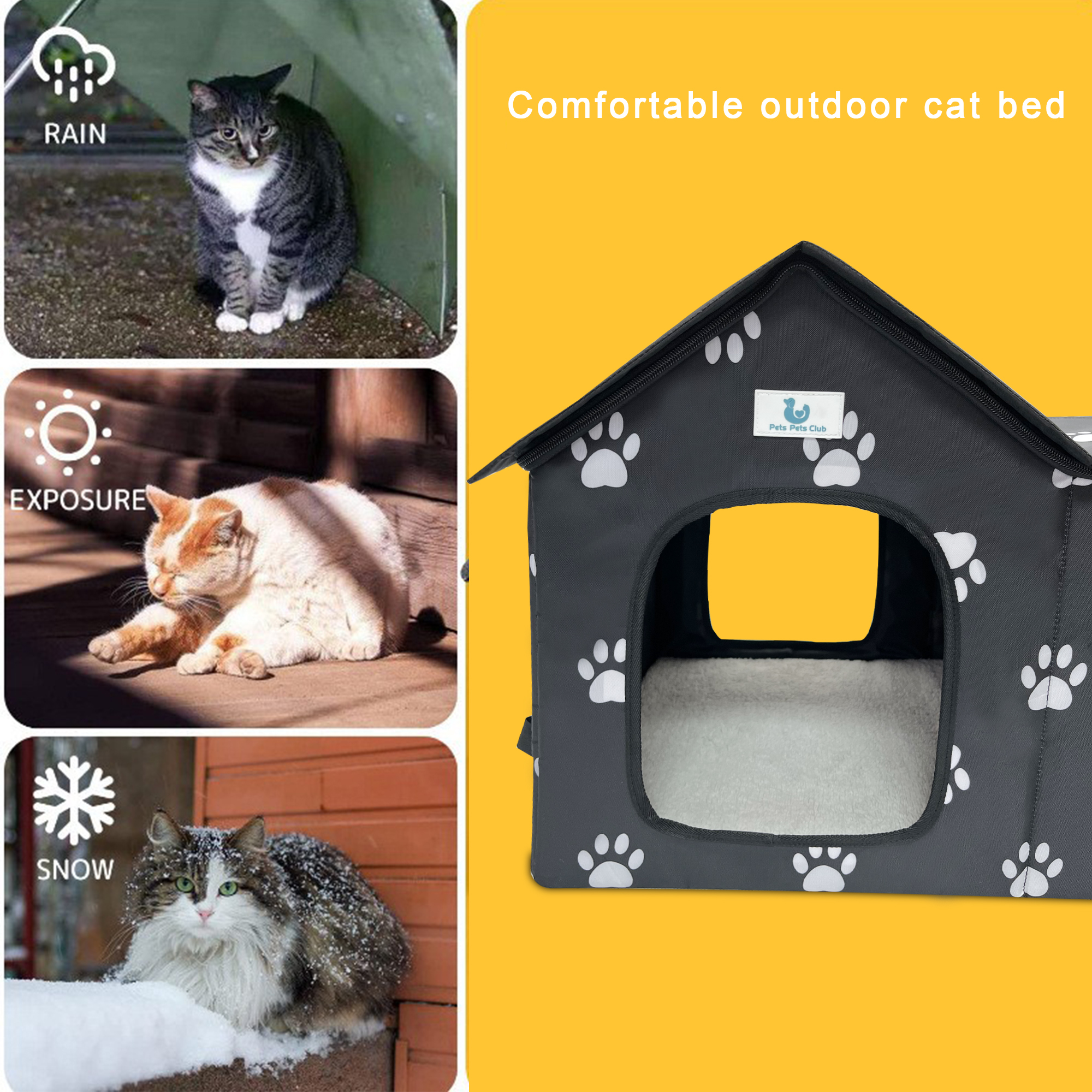 Wholesale Pet House Indoor Outdoor Cat House, Weatherproof Outside Cat Shelter for Feral Cats(图4)