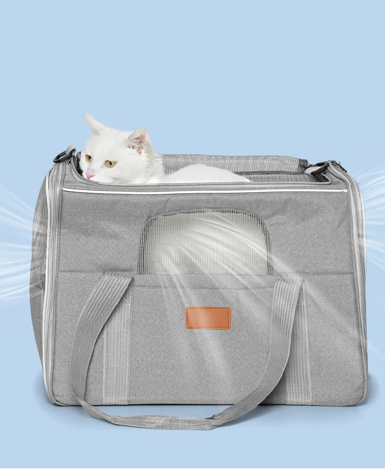  Light Grey Pet Carrier Bag Small-Batch Airline Approved Travel Supplies Zipper Closure Made Oxford (图4)