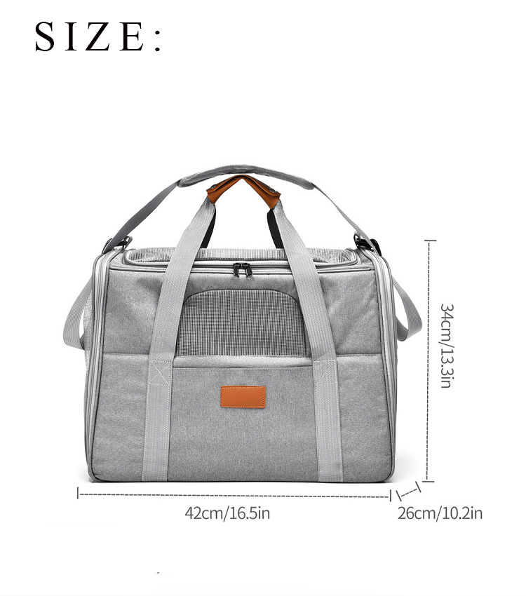  Light Grey Pet Carrier Bag Small-Batch Airline Approved Travel Supplies Zipper Closure Made Oxford (图2)