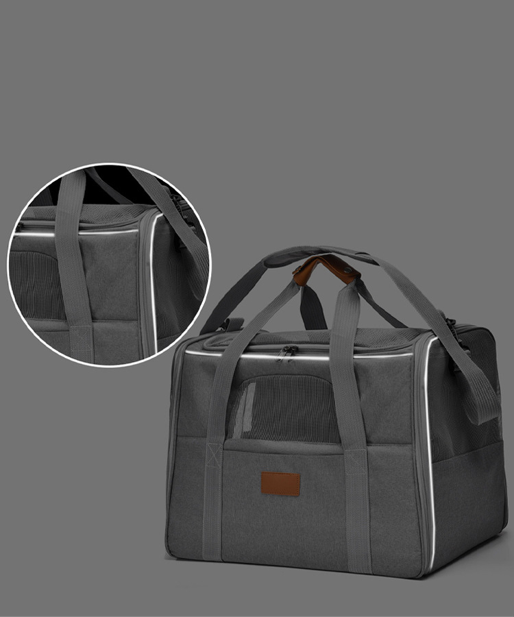  Light Grey Pet Carrier Bag Small-Batch Airline Approved Travel Supplies Zipper Closure Made Oxford (图9)
