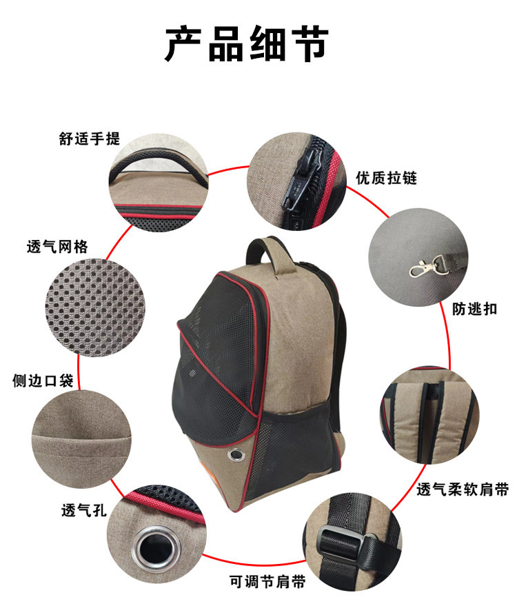 MJ Customized Pet Mesh Backpack Cross border New Cat Bag Breathable Dog Backpack Portable Pet Bag(图6)